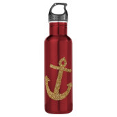 Gold Glitter Anchor Waterfles (Voorkant)