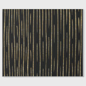 Gold glitter and black stripes birthday cadeaupapier (Vlak)