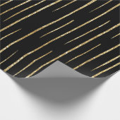 Gold glitter and black stripes birthday cadeaupapier (Hoek)