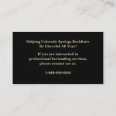 Gold Glitter and Blk Bartender Event Business Card Visitekaartje (Achterkant)