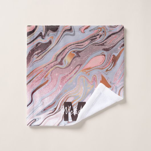 Gold Glitter and Marble Rose Bad Handdoek (Wasdoekje)