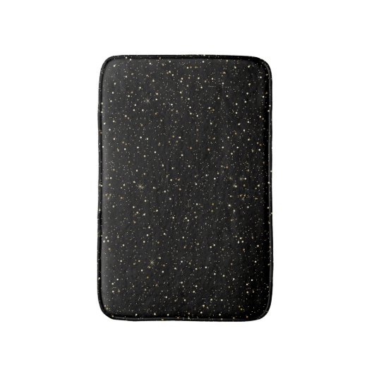 Gold glitter and sparkles on black badmat (Voorkant Verticaal)
