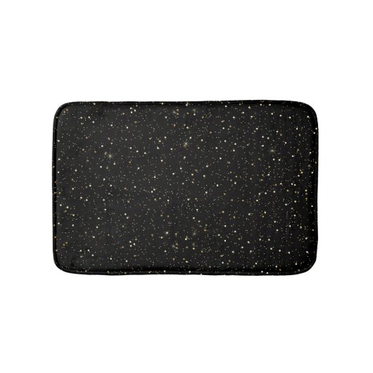 Gold glitter and sparkles on black badmat (Voorkant)