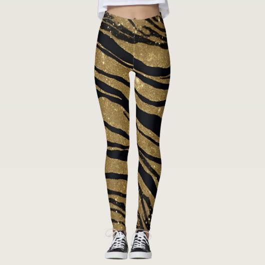 Gold Glitter Animal Print Leggings (Voorkant)