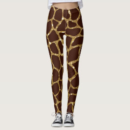 Gold Glitter Animal Print Leggings