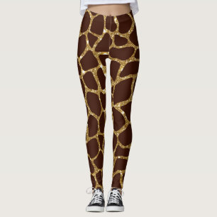 Gold Glitter Animal Print Leggings
