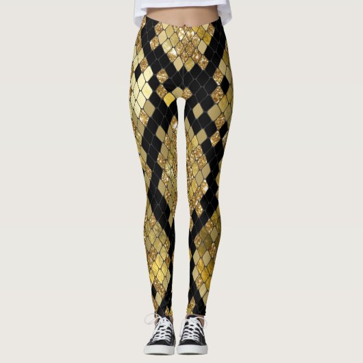 Gold Glitter Animal Print Leggings (Voorkant)