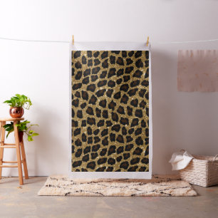 Gold Glitter Animal Print Stof