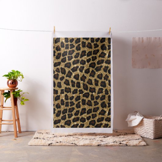 Gold Glitter Animal Print Stof (Voorbeeld)