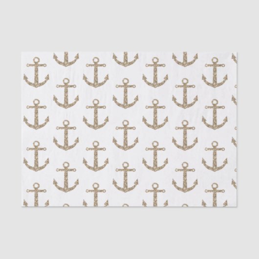 Gold Glitter Ankers Nautical Glam Elegant Modern Tissuepapier (Voorkant)