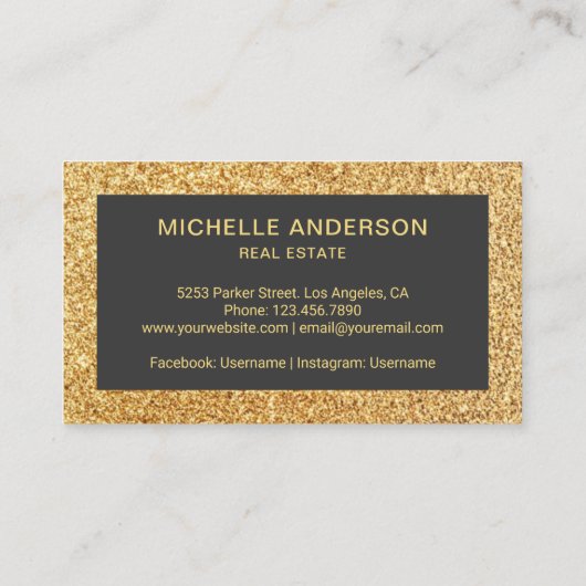 Gold Glitter  Antiek Key Real Estate Visitekaartje