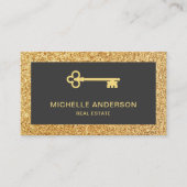 Gold Glitter  Antiek Key Real Estate Visitekaartje (Voorkant)