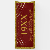 Gold Glitter Any Age Birthday Banner (Verticaal)