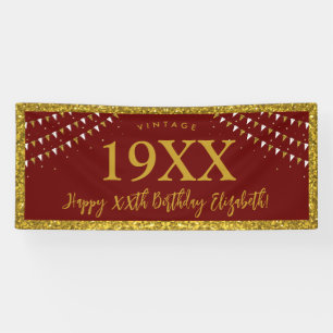 Gold Glitter Any Age Birthday Banner