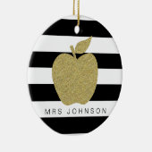 Gold glitter appel bedankt leraar kerst keramisch ornament (Rechts)