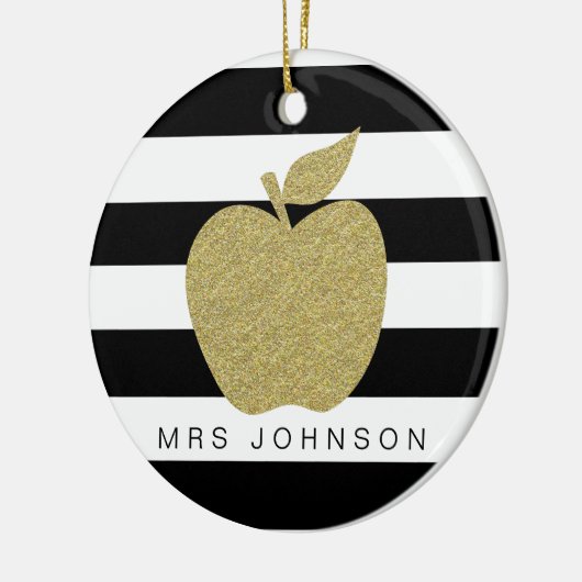 Gold glitter appel bedankt leraar kerst keramisch ornament (Links)