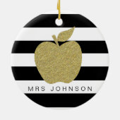 Gold glitter appel bedankt leraar kerst keramisch ornament (Achterkant)