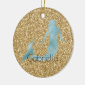 Gold Glitter Aqua Mermaid Personalized Keramisch Ornament (Links)