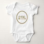 Gold Glitter Arrow One Baby's First Birthday Romper (Voorkant)