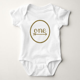 Gold Glitter Arrow One Baby's First Birthday Romper