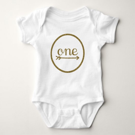 Gold Glitter Arrow One Baby's First Birthday Romper (Voorkant)