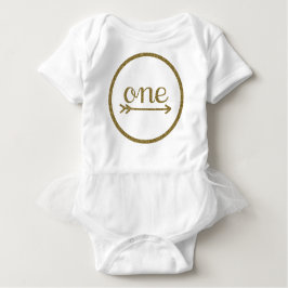 Gold Glitter Arrow One Baby's First Birthday Romper