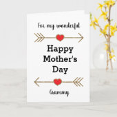 Gold Glitter Arrows Happy Moederdag Grammy Kaart (Gele Bloem)