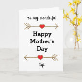 Gold Glitter Arrows hoort Happy Moederdag Gigi Kaart (Gele Bloem)