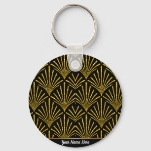 Gold Glitter Art Deco Pattern-toetsenbord Sleutelhanger