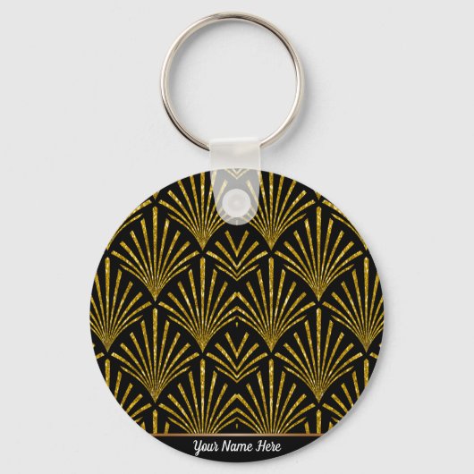 Gold Glitter Art Deco Pattern-toetsenbord Sleutelhanger (Voorkant)