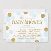 Gold Glitter Baby Blue Scattered Stippen Baby show Kaart (Voorkant)