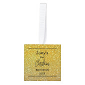 Gold Glitter baby eerste kerstdrie foto Decoratie (Voorkant)