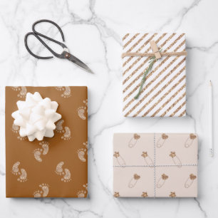 Gold Glitter Baby Feet Baby shower Wrapping Paper