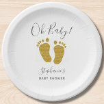 Gold Glitter Baby Feet Papieren Bordje<br><div class="desc">Dit schattige Baby shower papier bord is versierd met gouden glitter baby en Oh Baby! in stijlvolle typografie. Eenvoudig aan te passen.</div>