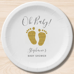 Gold Glitter Baby Feet Papieren Bordje
