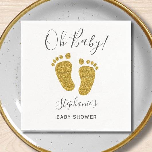 Gold Glitter Baby Feet Servet