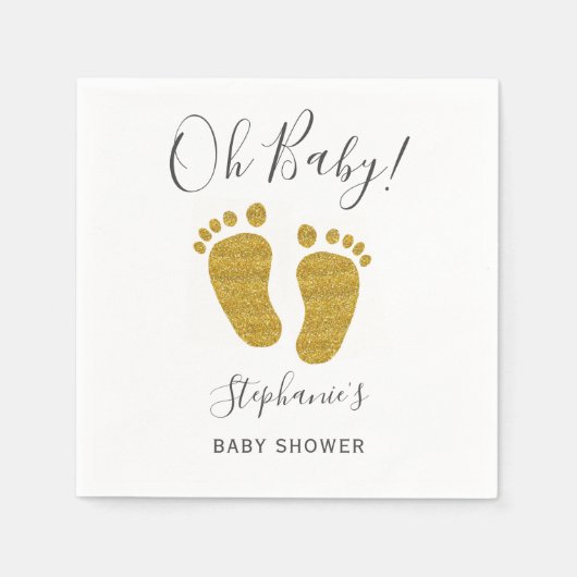 Gold Glitter Baby Feet Servet (Voorkant)