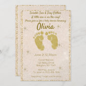 Gold Glitter Baby shower Invitation Kaart (Voorkant / Achterkant)