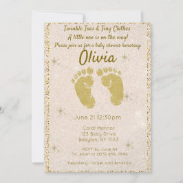 Gold Glitter Baby shower Invitation Kaart