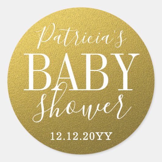 Gold Glitter Baby shower Ronde Sticker (Voorkant)