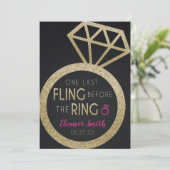 Gold Glitter Bachelorette en Hens Party Itinerary Kaart (Staand voorkant)