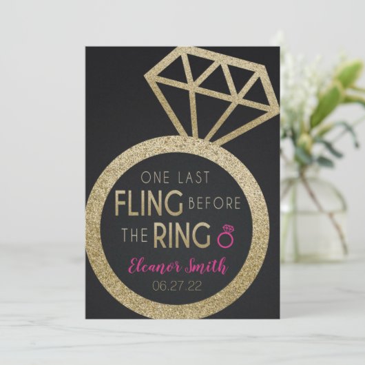 Gold Glitter Bachelorette en Hens Party Itinerary Kaart (Staand voorkant)