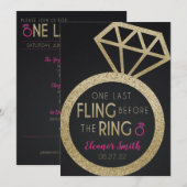 Gold Glitter Bachelorette en Hens Party Itinerary Kaart (Voorkant / Achterkant)