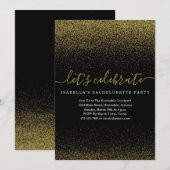 Gold Glitter Bachelorette Party Invitation Kaart (Voorkant / Achterkant)