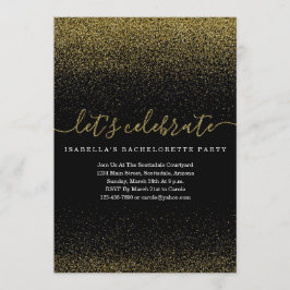 Gold Glitter Bachelorette Party Invitation Kaart