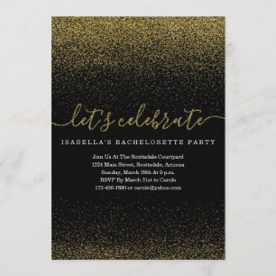 Gold Glitter Bachelorette Party Invitation Kaart