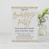 Gold Glitter Bachelorette Party Invitation Kaart (Staand voorkant)