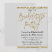 Gold Glitter Bachelorette Party Invitation Kaart (Voorkant / Achterkant)