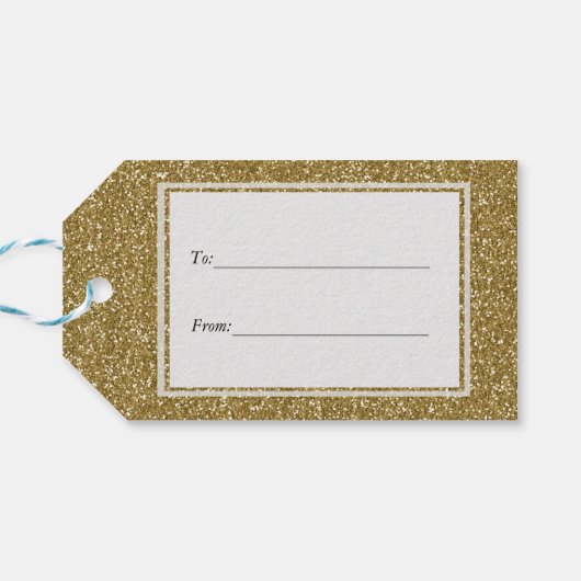 Gold Glitter Background Sjabloon Cadeaulabel (Achterkant Horizontaal)