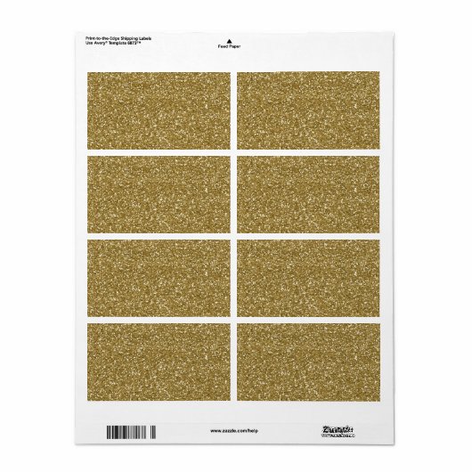 Gold Glitter Background Sjabloon Etiket (Full Sheet)